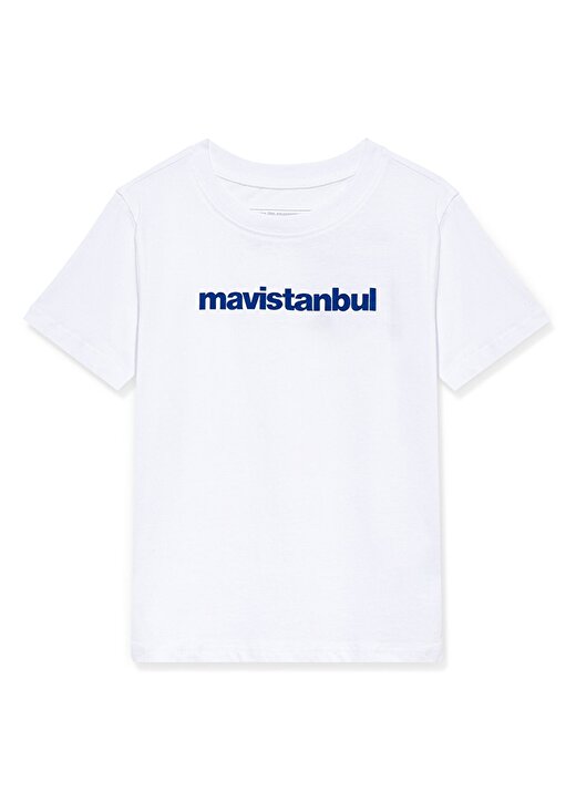 Mavi Baskılı Beyaz Erkek T-Shirt MAVİSTANBUL BASKILI TİŞÖRT White 1