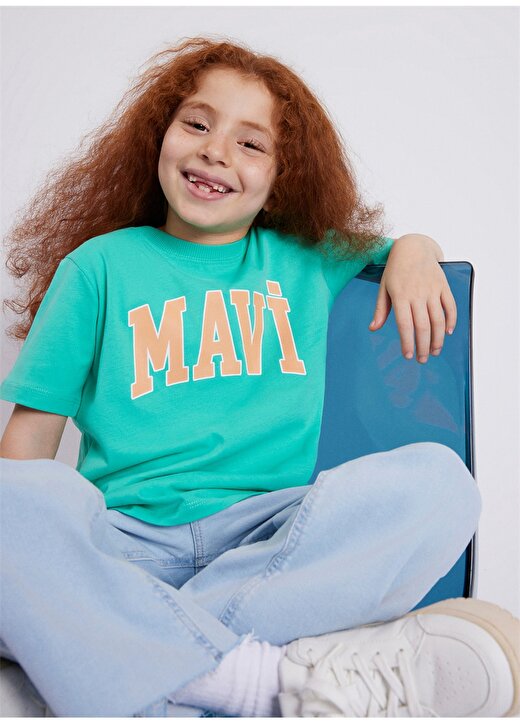 Mavi Baskılı Yeşil Kız Çocuk T-Shirt MAVİ LOGO TİŞÖRT Green 1