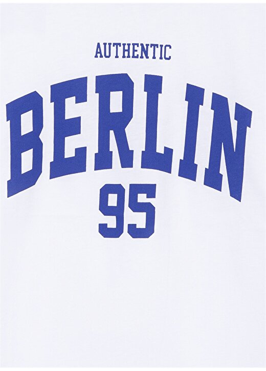 Mavi Baskılı Beyaz Erkek T-Shirt BERLIN BASKILI TİŞÖRT White 3