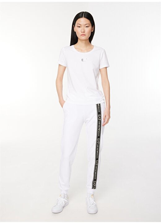 EA7 Lastikli Bel Normal Beyaz Kadın Pantolon 6RTP66 1
