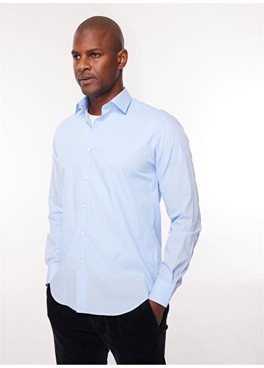 AT.P.CO Slim Fit Gömlek Yaka Mavi - Beyaz Erkek Gömlek A27602POP- 2