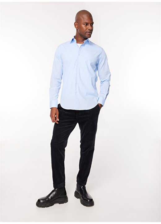 AT.P.CO Slim Fit Gömlek Yaka Mavi - Beyaz Erkek Gömlek A27602POP- 3