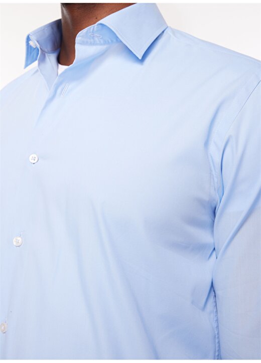 AT.P.CO Slim Fit Gömlek Yaka Mavi - Beyaz Erkek Gömlek A27602POP- 4