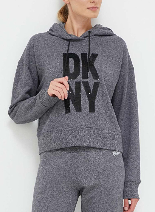 Dkny Jeans Kapüşon Yaka Baskılı Antrasit Kadın Sweatshırt DP3T9404 1