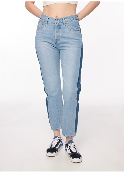 Levis 501 Crop Açık Mavi Yüksek Bel Kadın Denim Pantolon NEVER FADE 3