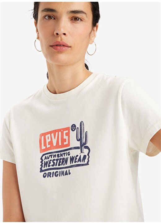 Levis Bisiklet Yaka Baskılı Beyaz Kadın T-Shirt GRAPHIC CLASSIC TEE AUTHENTIC WESTE 3