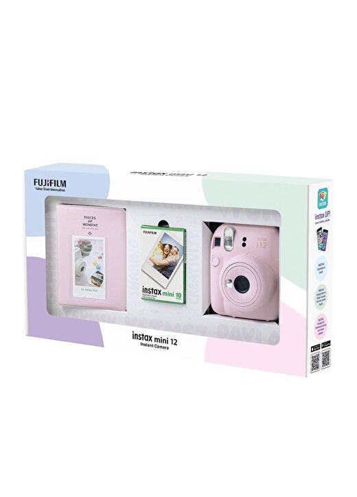 Instax Mini 12 Pembe Fotoğraf Makinesi 10'Lu Film Ve PVC Albüm Bundle Box 3