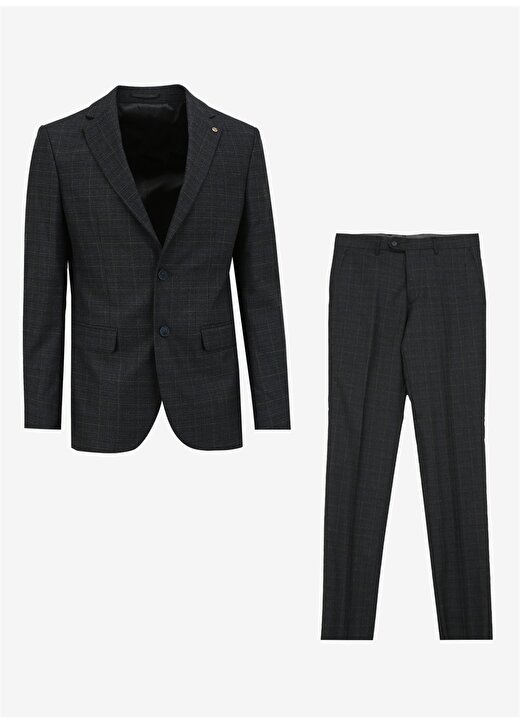 Dufy Standart Bel Slim Fit Antrasit Erkek Takım Elbise DU1224203003 1