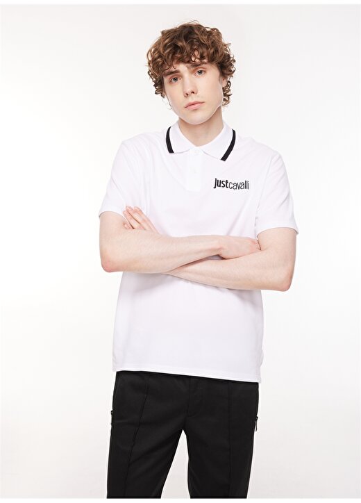 Just Cavalli Beyaz Erkek Polo T-Shirt 75OAGT05 2