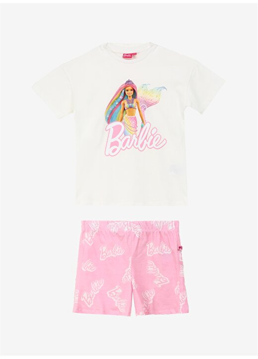 Barbie Desenli Pembe Kız Çocuk Pijama Takımı BRB4SG-PJM6040 1
