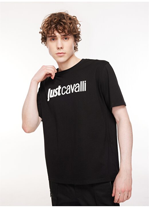 Just Cavalli Bisiklet Yaka Siyah Erkek T-Shirt 75OAHT00 2