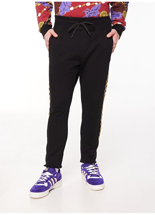 Versace Jeans Couture Lastikli Bel Slim Fit Siyah Erkek Eşofman Altı 75GAAF01CF00FG89 3