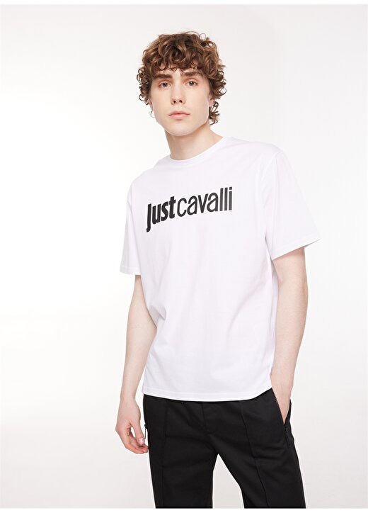 Just Cavalli Bisiklet Yaka Beyaz Erkek T-Shirt 75OAHT00 2
