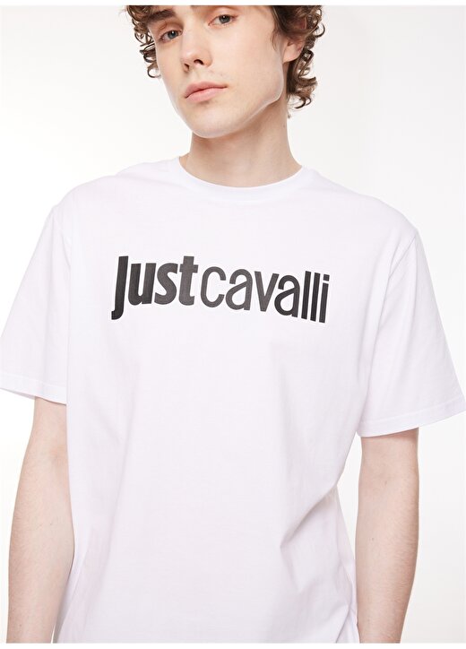 Just Cavalli Bisiklet Yaka Beyaz Erkek T-Shirt 75OAHT00 4