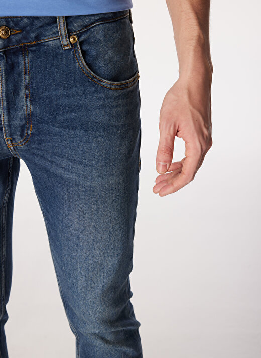 Versace Jeans Couture Normal Bel Normal Paça Slim Fit İndigo Erkek Denim Pantolon 75GAB533CDW56904 4
