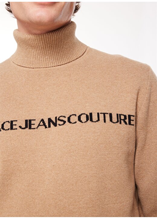Versace Jeans Couture Yarım Balıkçı Yaka Slim Fit Siyah - Haki Erkek Kazak 75GAFM07CM06HQF5 4