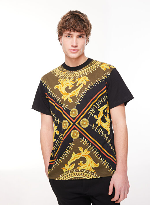 Versace Jeans Couture Bisiklet Yaka Siyah Erkek T-Shirt 75GAH6RFJ0001899 2