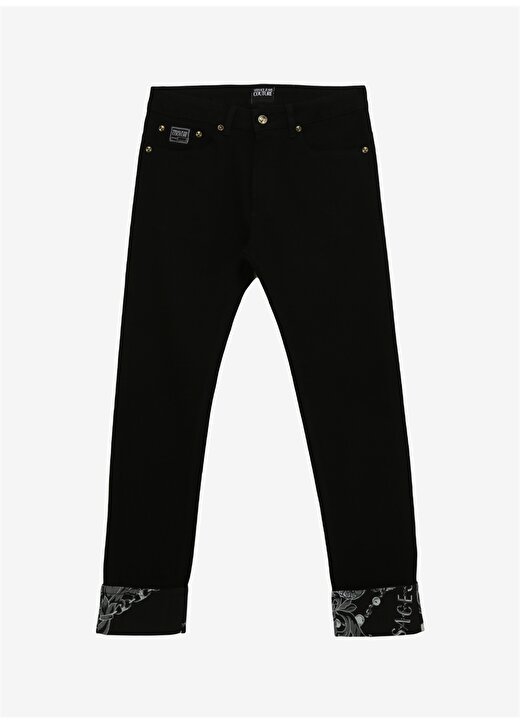 Versace Jeans Couture Normal Bel Katlamalı Paça Slim Fit Siyah Erkek Denim Pantolon 75GAB5DMDW040L54909 1