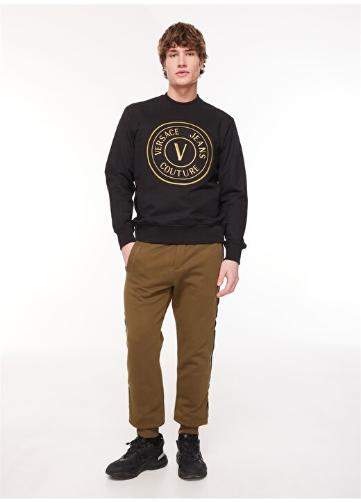 Versace Jeans Couture Lastikli Bel Slim Fit Haki Erkek Eşofman Altı 75GAAF11CF03F107 3