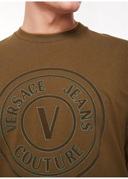 Versace Jeans Couture Bisiklet Yaka Haki Erkek T-Shirt 75GAHI04CJ00I107 4