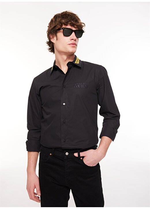 Versace Jeans Couture Slim Fit Gömlek Yaka Siyah Erkek Gömlek 75GAL2SCN0132899 1