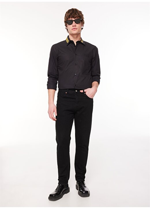 Versace Jeans Couture Slim Fit Gömlek Yaka Siyah Erkek Gömlek 75GAL2SCN0132899 3