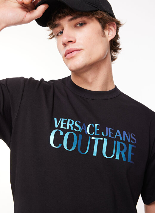 Versace Jeans Couture Bisiklet Yaka Siyah Erkek T-Shirt 75GAHG01CJ00G899 1