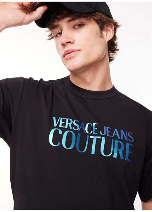 Versace Jeans Couture Bisiklet Yaka Siyah Erkek T-Shirt 75GAHG01CJ00G899 1