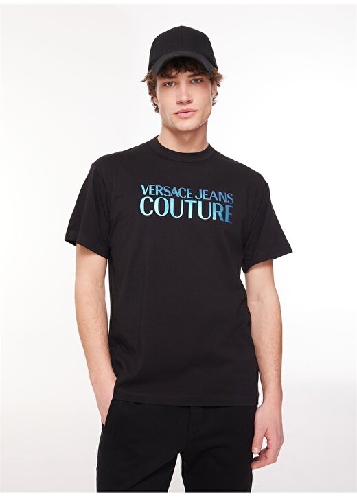 Versace Jeans Couture Bisiklet Yaka Siyah Erkek T-Shirt 75GAHG01CJ00G899 2