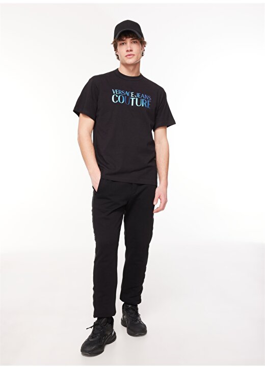 Versace Jeans Couture Bisiklet Yaka Siyah Erkek T-Shirt 75GAHG01CJ00G899 3