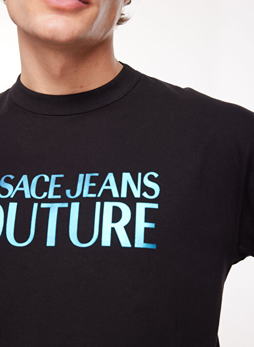 Versace Jeans Couture Bisiklet Yaka Siyah Erkek T-Shirt 75GAHG01CJ00G899 4