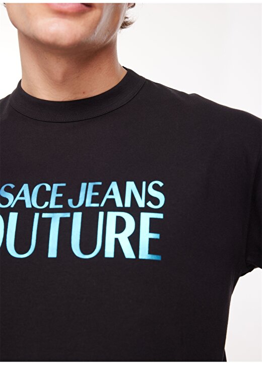 Versace Jeans Couture Bisiklet Yaka Siyah Erkek T-Shirt 75GAHG01CJ00G899 4