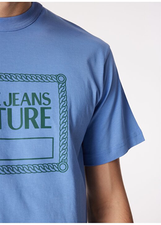 Versace Jeans Couture Bisiklet Yaka Mavi Erkek T-Shirt 75GAHT09CJ00T265 4