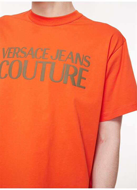 Versace Jeans Couture Bisiklet Yaka Turuncu Erkek T-Shirt 75GAHT03CJ00T524 4