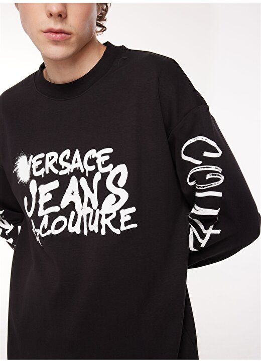 Versace Jeans Couture Bisiklet Yaka Siyah Erkek T-Shirt 75GAHT17CJ02O899 4