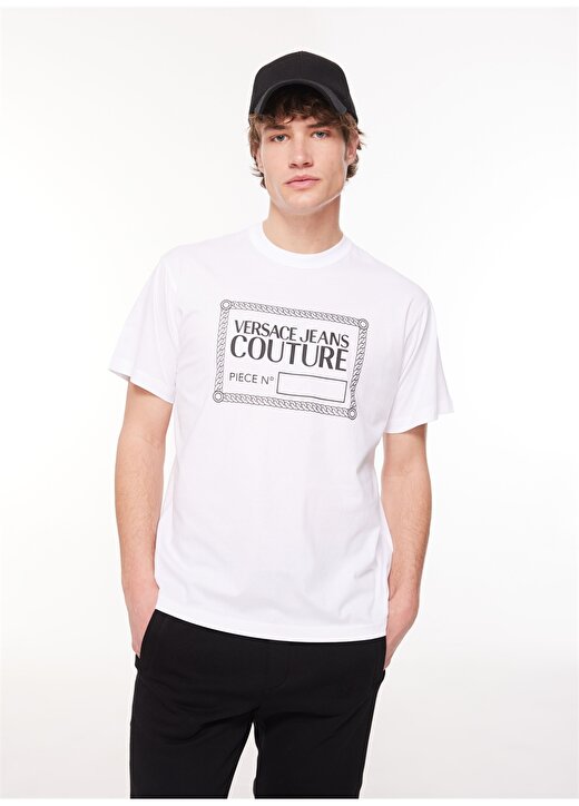 Versace Jeans Couture Bisiklet Yaka Beyaz Erkek T-Shirt 75GAHT09CJ00T003 2