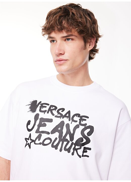 Versace Jeans Couture Bisiklet Yaka Beyaz Erkek T-Shirt 75GAHT16CJ02O003 1