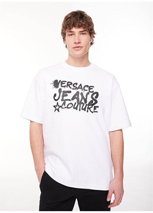 Versace Jeans Couture Bisiklet Yaka Beyaz Erkek T-Shirt 75GAHT16CJ02O003 2