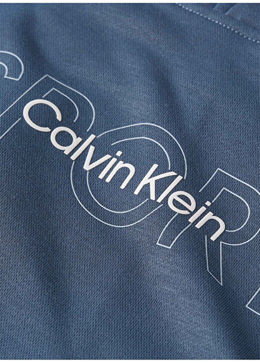 Calvin Klein Mavi Erkek Kapüşon Yaka Sweatshirt 00GMS4W3395BX-PW - GRAPHIC SWEAT 3