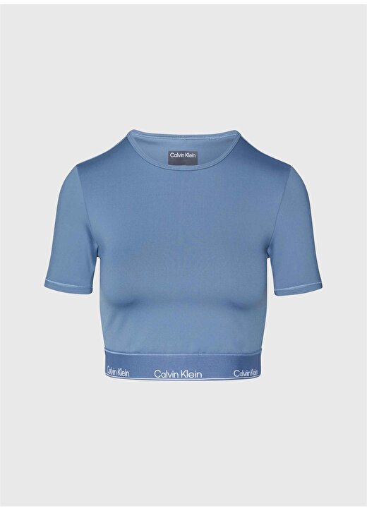 Calvin Klein Mavi Kadın Bisiklet Yaka T-Shirt 00GWS4K1945BX-WO - SS Crop T-Shirt 4