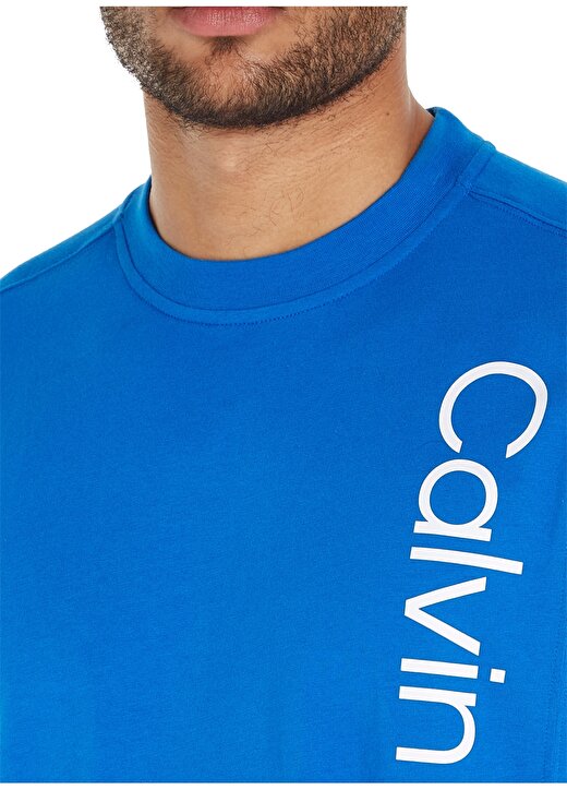 Calvin Klein Mavi Erkek T-Shirt 00GMS4K173CGN-PW - SS TEE 2