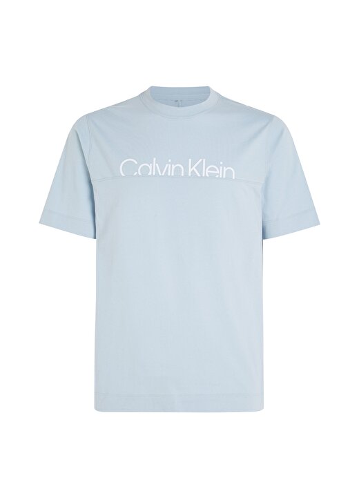 Calvin Klein Mavi Erkek Bisiklet Yaka Normal Kalıp T-Shirt 00GMS4K190ND9-PW - SS TEE 2