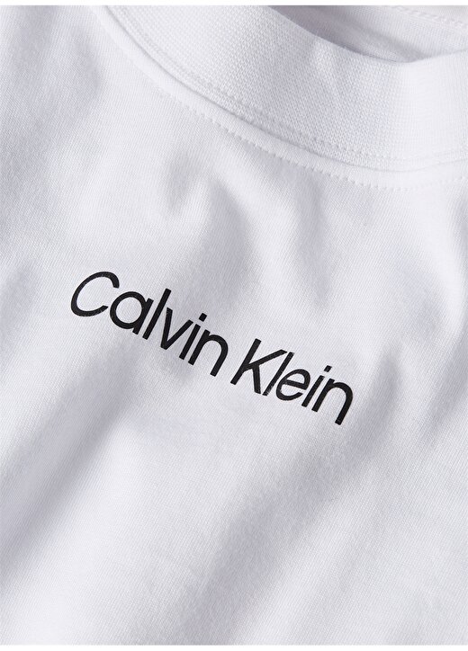 Calvin Klein Beyaz Erkek Bisiklet Yaka Normal Kalıp T-Shirt 00GMS4K174YAA-PW - SS TEE 2