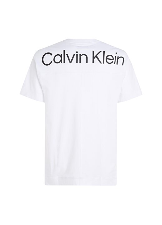 Calvin Klein Beyaz Erkek Bisiklet Yaka Normal Kalıp T-Shirt 00GMS4K174YAA-PW - SS TEE 3