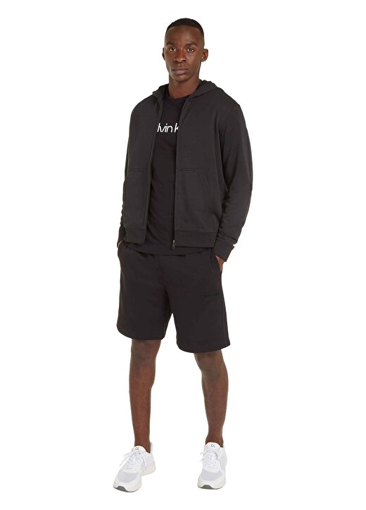 Calvin Klein Siyah Erkek Kapüşon Yaka Zip Ceket 00GMS4J417BAE-PW - FULL ZIP HOODIE 1
