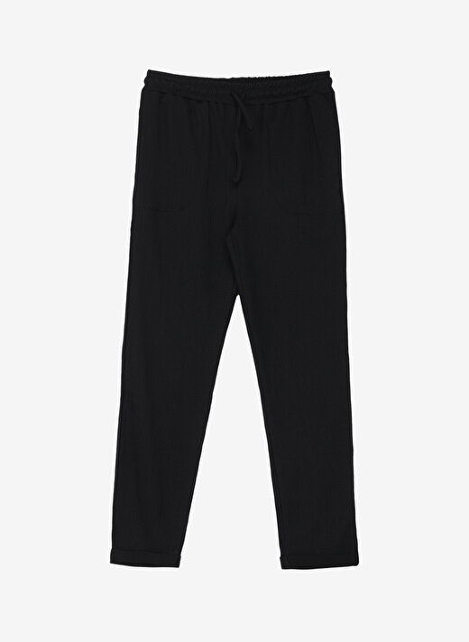 Koton Normal Bel Regular Fit Siyah Kadın Chino Pantolon 4SAL40022IK 1