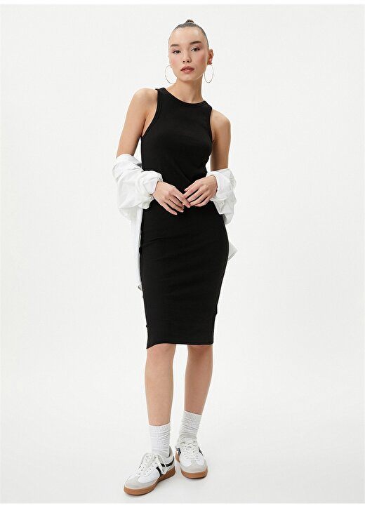 Koton Klasik Yaka Siyah Mini Kadın Elbise 4SAL80037IK 1