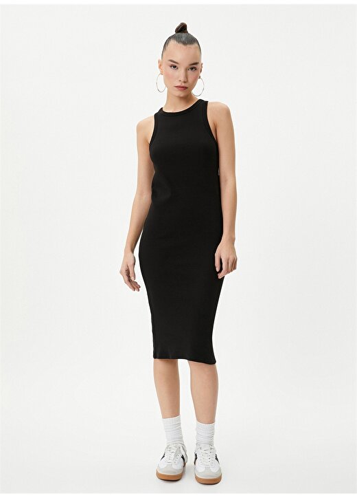 Koton Klasik Yaka Siyah Mini Kadın Elbise 4SAL80037IK 3