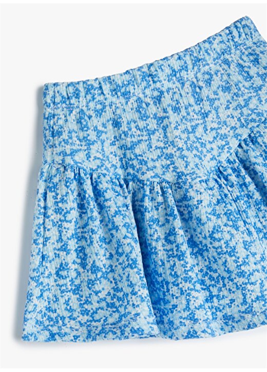 Koton Normal Bel Loose Fit Mavi Mini Kız Çocuk Etek 4SKG70010AK 3