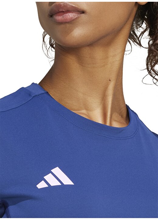 Adidas Mavi Kadın Yuvarlak Yaka Normal Kalıp T-Shirt IN1174 ADIZERO 3